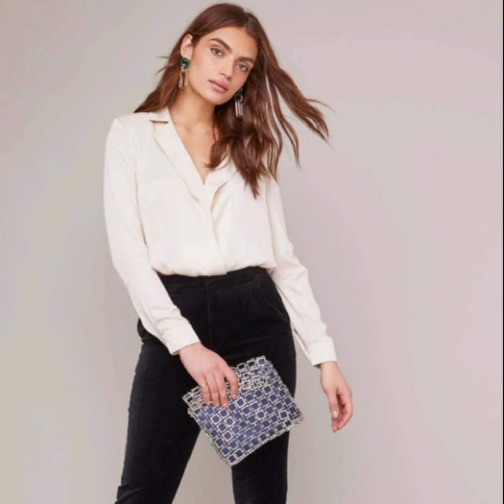 Astr Ivory Draped V-Neck Blouse